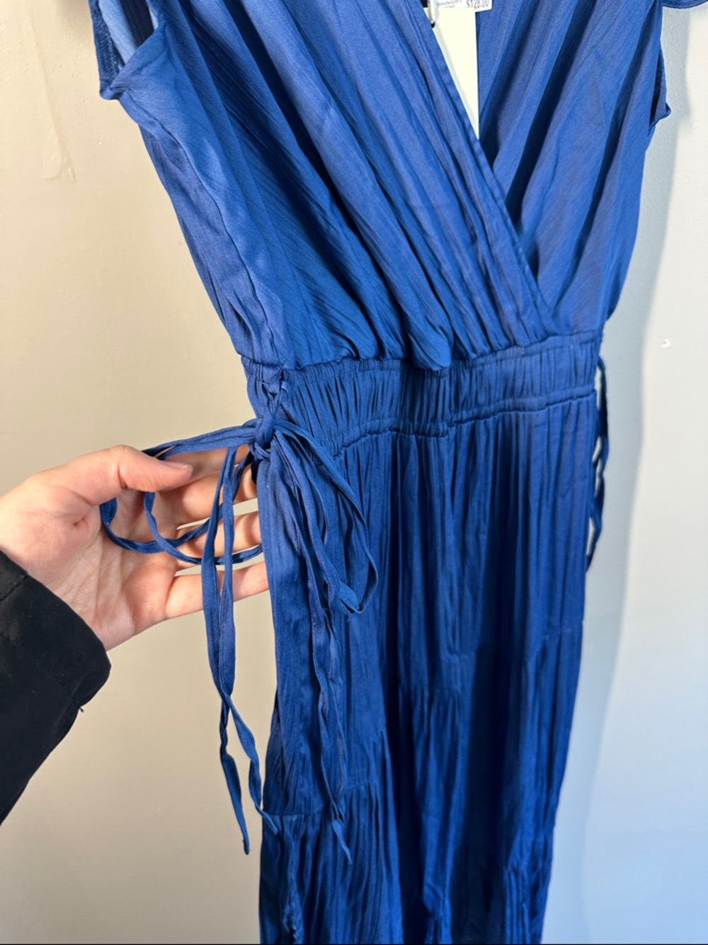 NWT Joie Blue Lapis Maxi Dress Size M Fax Wrap Tiered - Picture 13 of 15